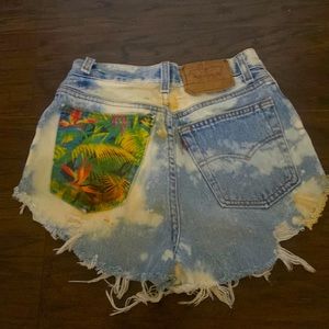 Boutique, up-cycled Levi Strauss denim shorts.